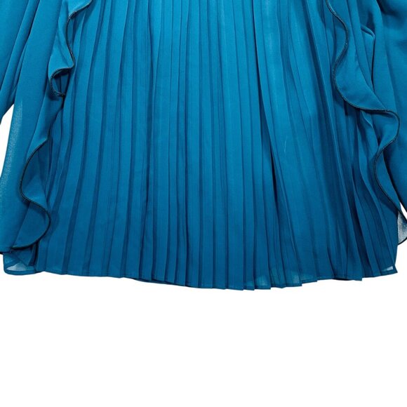 - Zara pleated forest green  ruffled blouse sz meduim - Picture 5 of 15